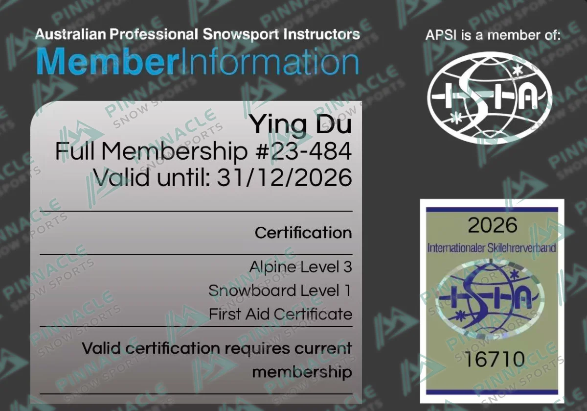 Du　ISIA Stamp　證書（Pinnacle Snowsports 浮水印預覽）