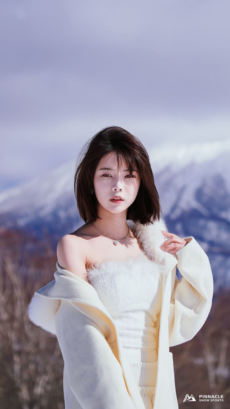 直式構圖的滑雪人像